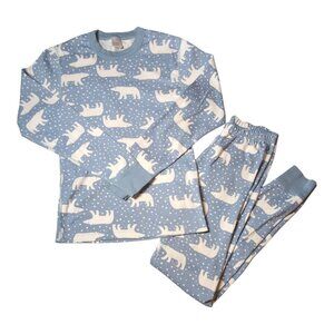 Hanna Andersson Organic Cotton Pajama Set Blue Polar Bear Print Womens XS
